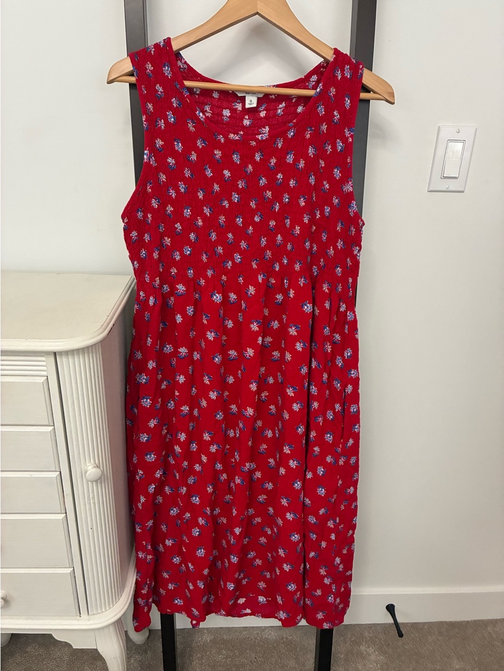 Red Sleeveless Floral Midi Dress by Croft and Barrow. Size XL. Rayon summer - Picture 4 of 11